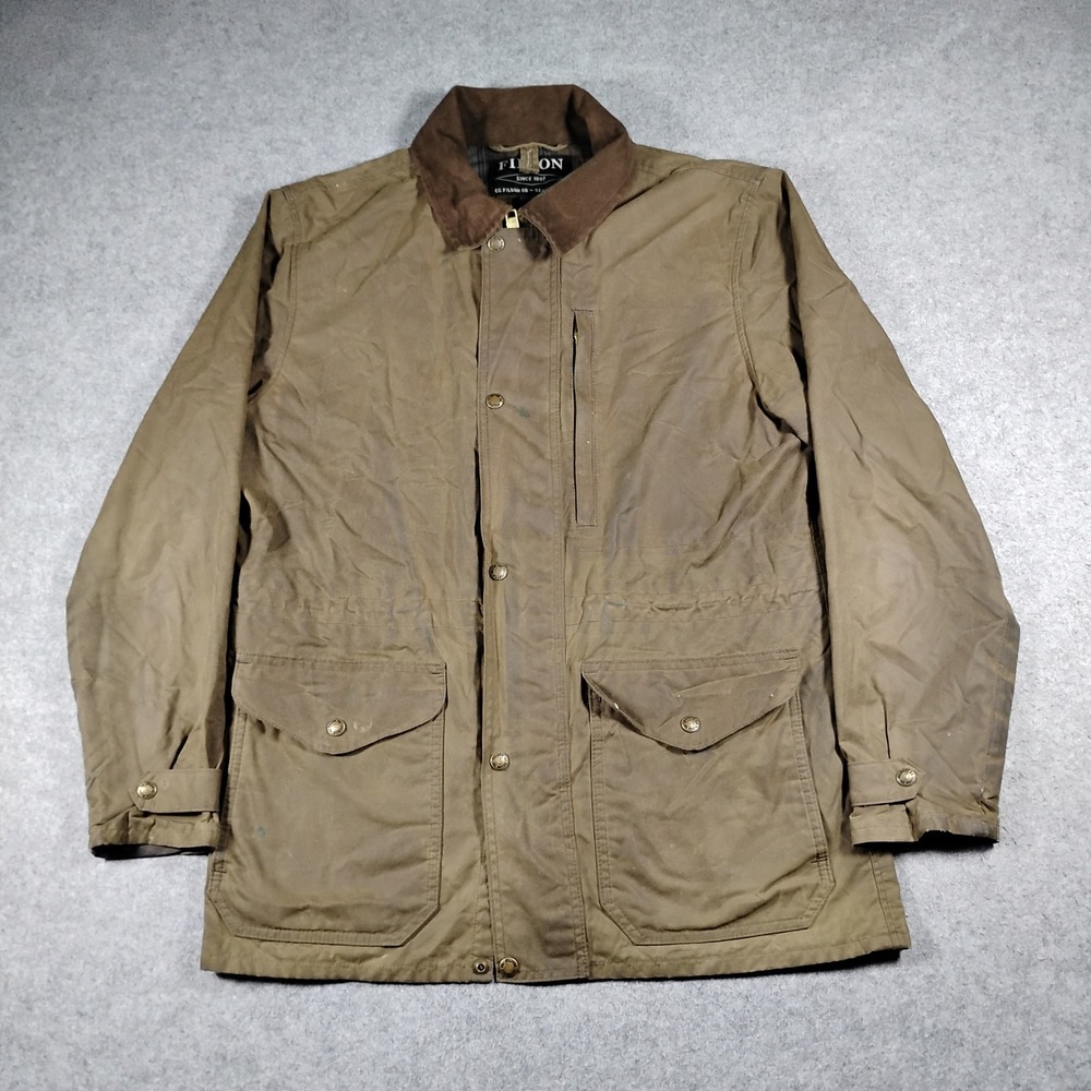 Filson Men M Tin Cloth Mile Marker Coat Brown Waxed Cotton Field Jacket Camo